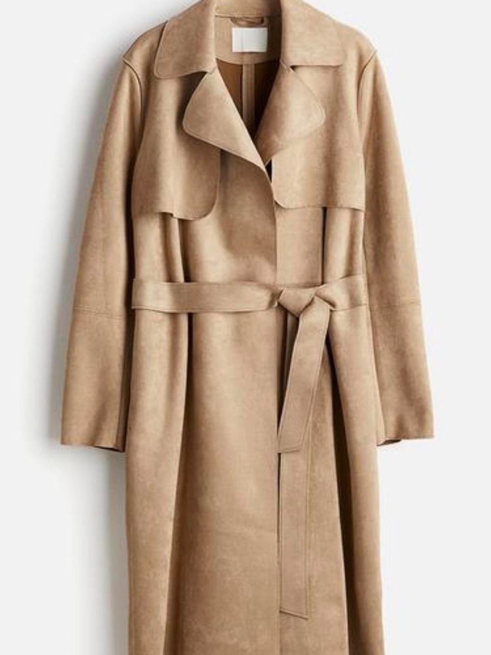 H&M Faux Suede Midi Trench Coat